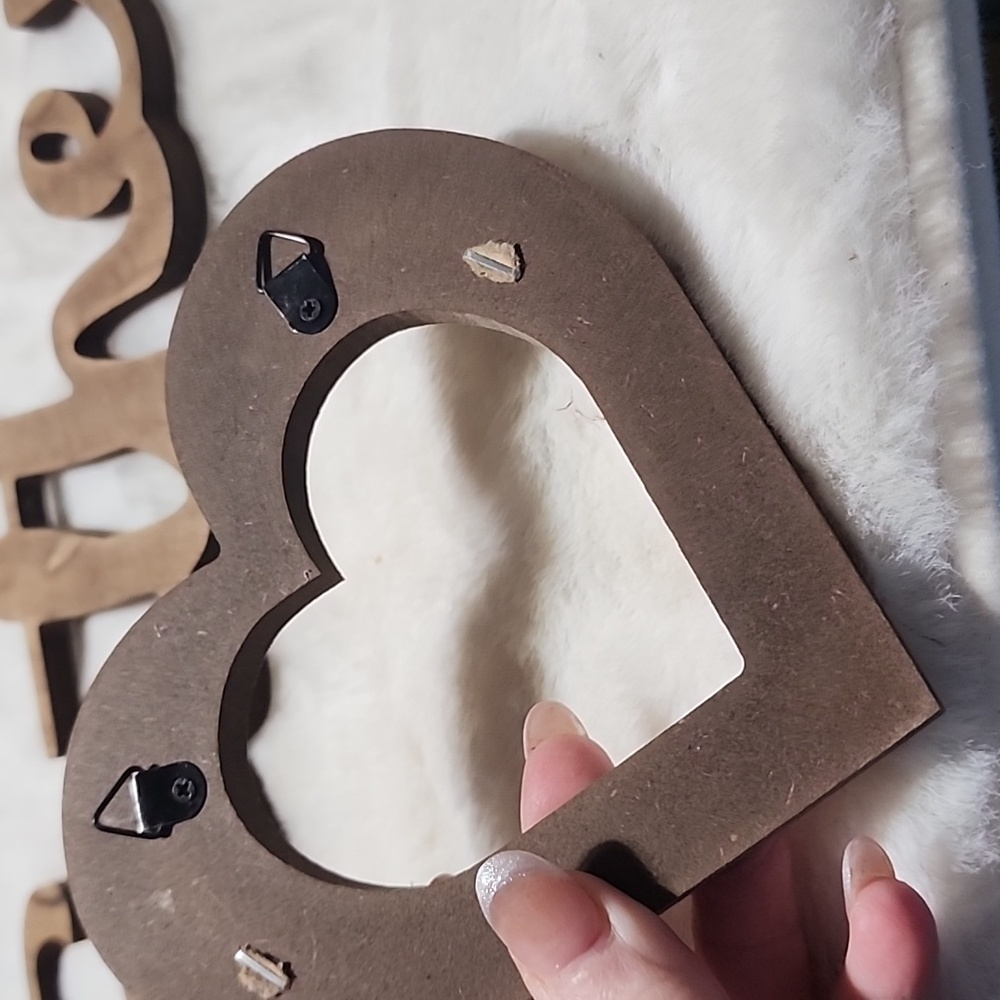 VINTAGE WOODEN WALL HANGINGS. GATHER & HEART SHAPE. - Picture 3 of 5